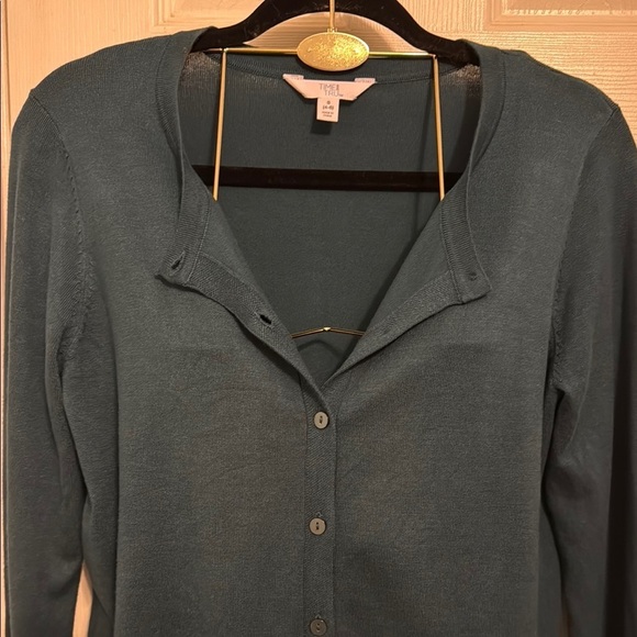 Time and Tru Blue Cardigan Sweater Classic Style Knit #368 - Picture 5 of 5